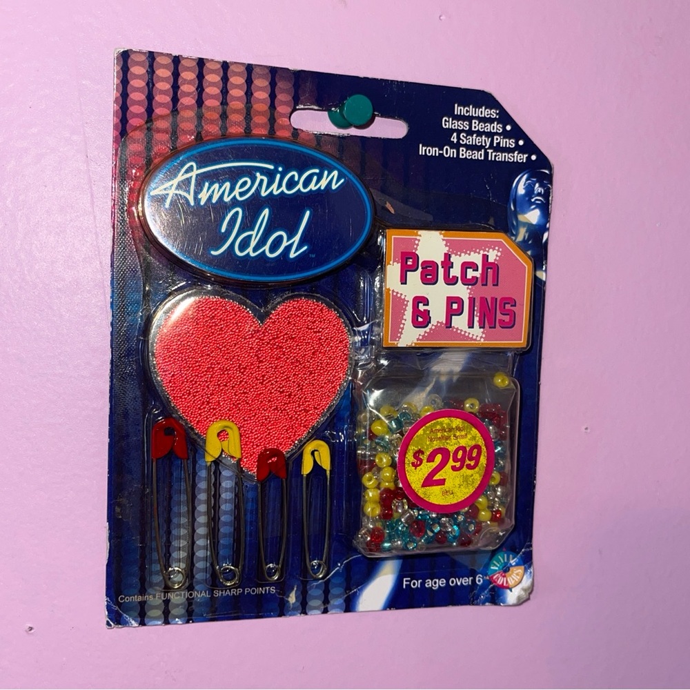 RARE Vintage 2002 Y2K American idol season 1 patch and pin set bead iron on